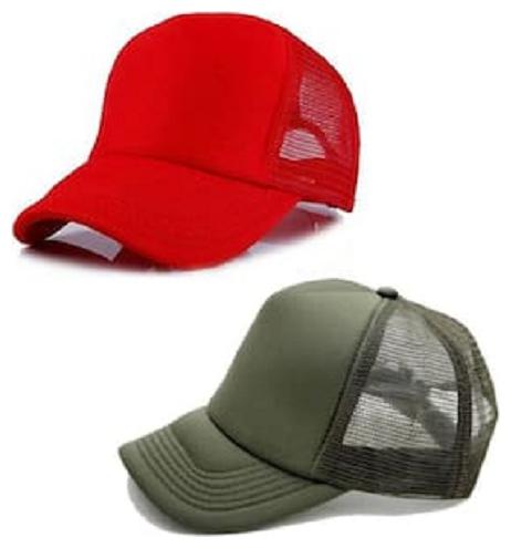 

(Pack of 2) ODDEVEN Red Light Green Half Net Baseball Trucker Caps Mesh Cap