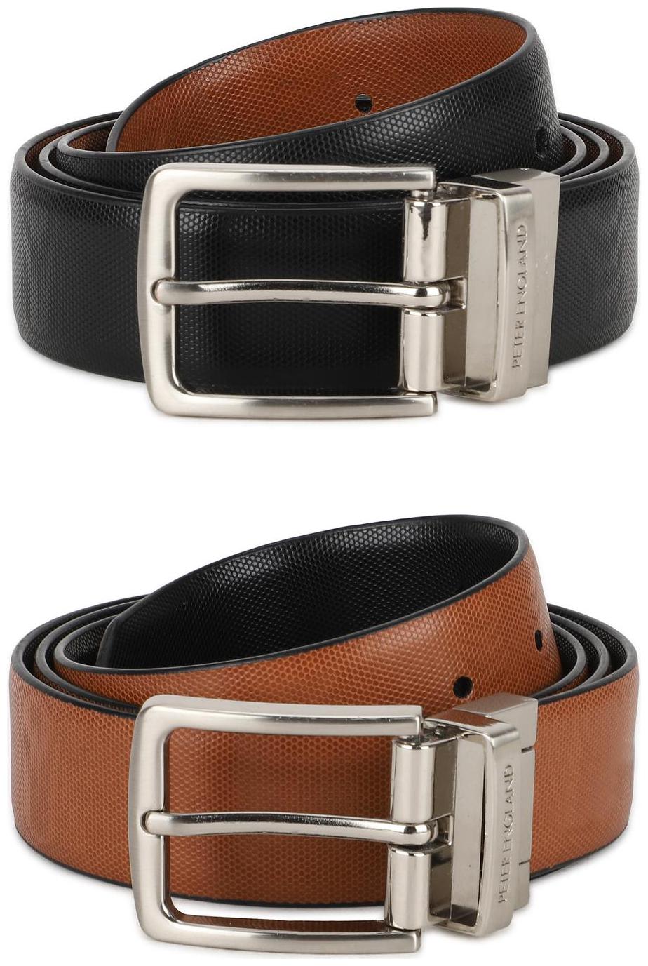 

Peter England Casual PU Brown Reversible Belt For Men