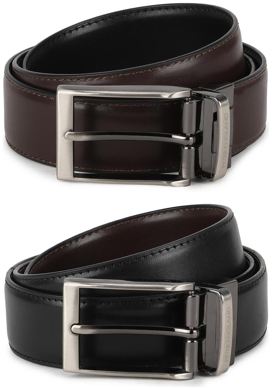 

Peter England Casual PU Black Reversible Belt For Men