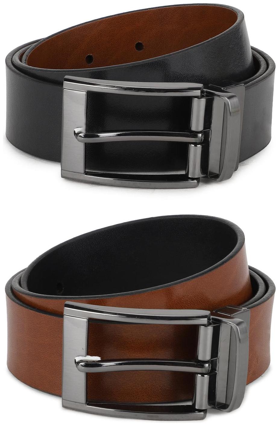 

Peter England Casual Leather Black Reversible Belt For Men