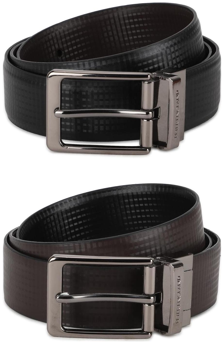 

Peter England Casual PU Black Reversible Belt For Men