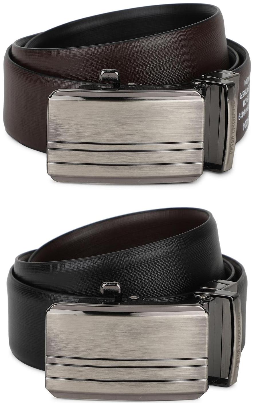 

Peter England Men Black Reversible Leather Belt (Size 30 Pack of 1 )