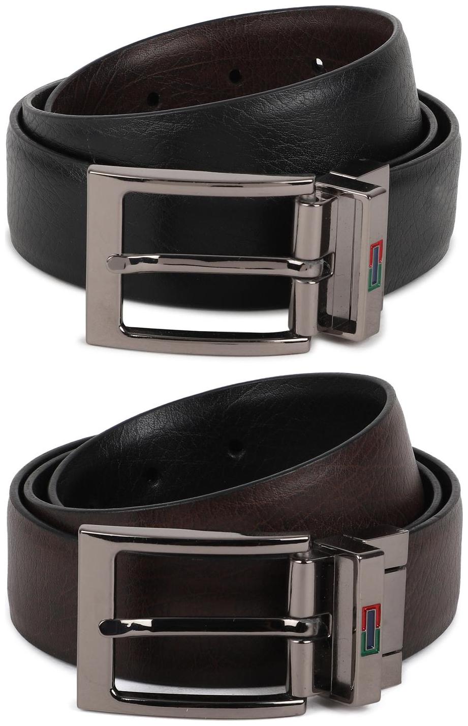 

Peter England Casual PU Black Reversible Belt For Men