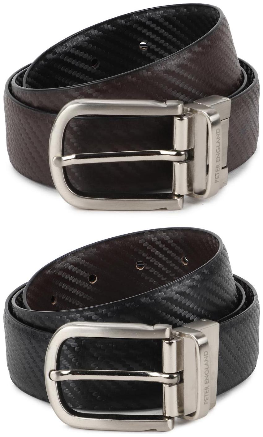 

Peter England Casual PU Black Reversible Belt For Men