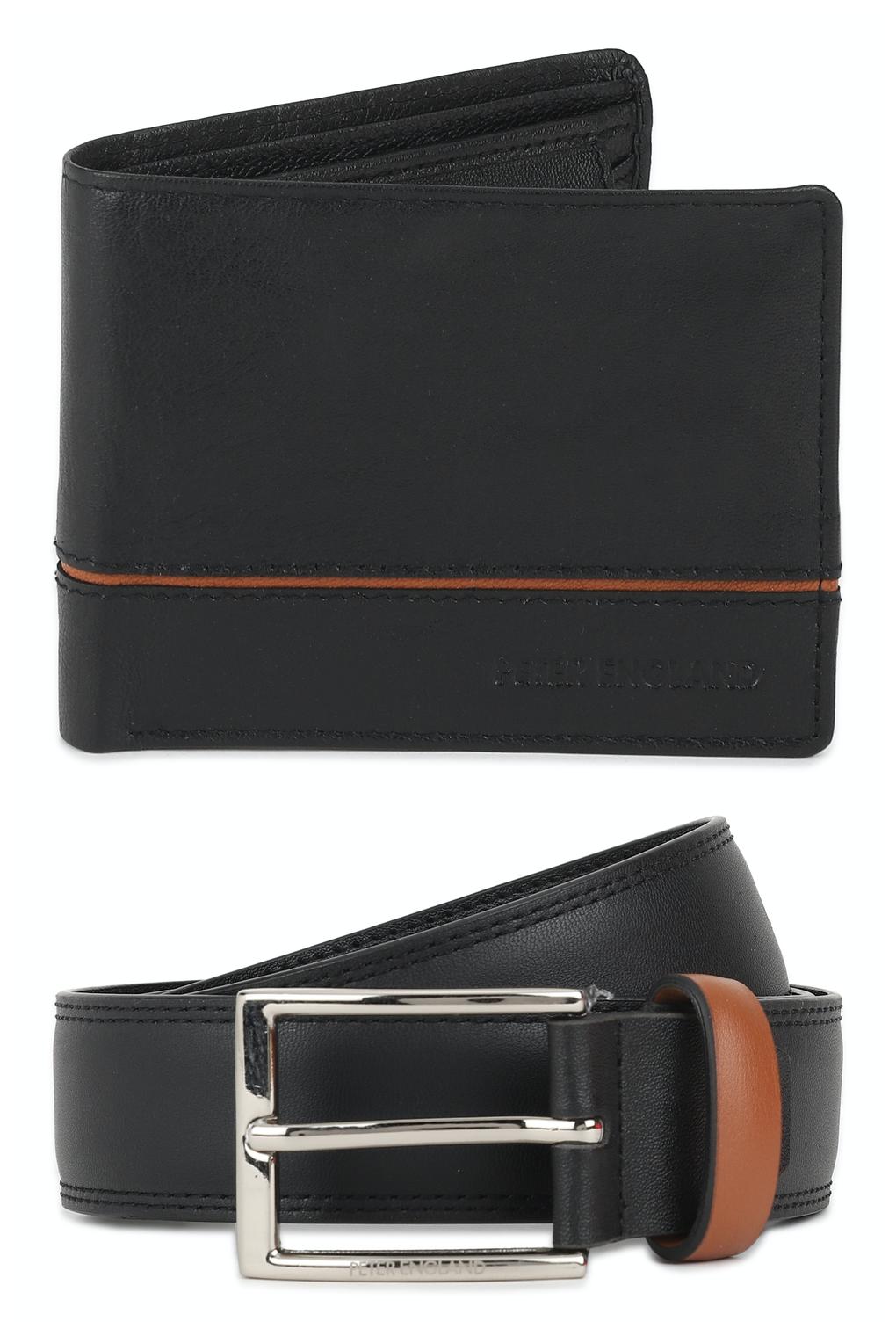 Peter England Black Belt and Wallet by Aditya Birla Fashion