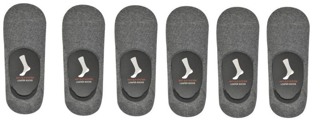 

PINKIT Grey Cotton No show socks ( 6 pairs )