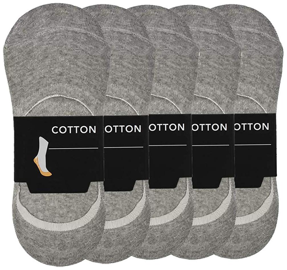 

PINKIT Grey Cotton No show socks ( 5 pairs )