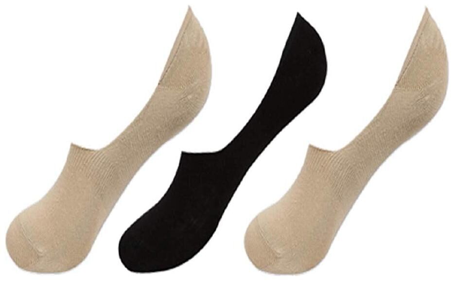 

PINKIT Black Beige Cotton No show socks ( 3 pairs )