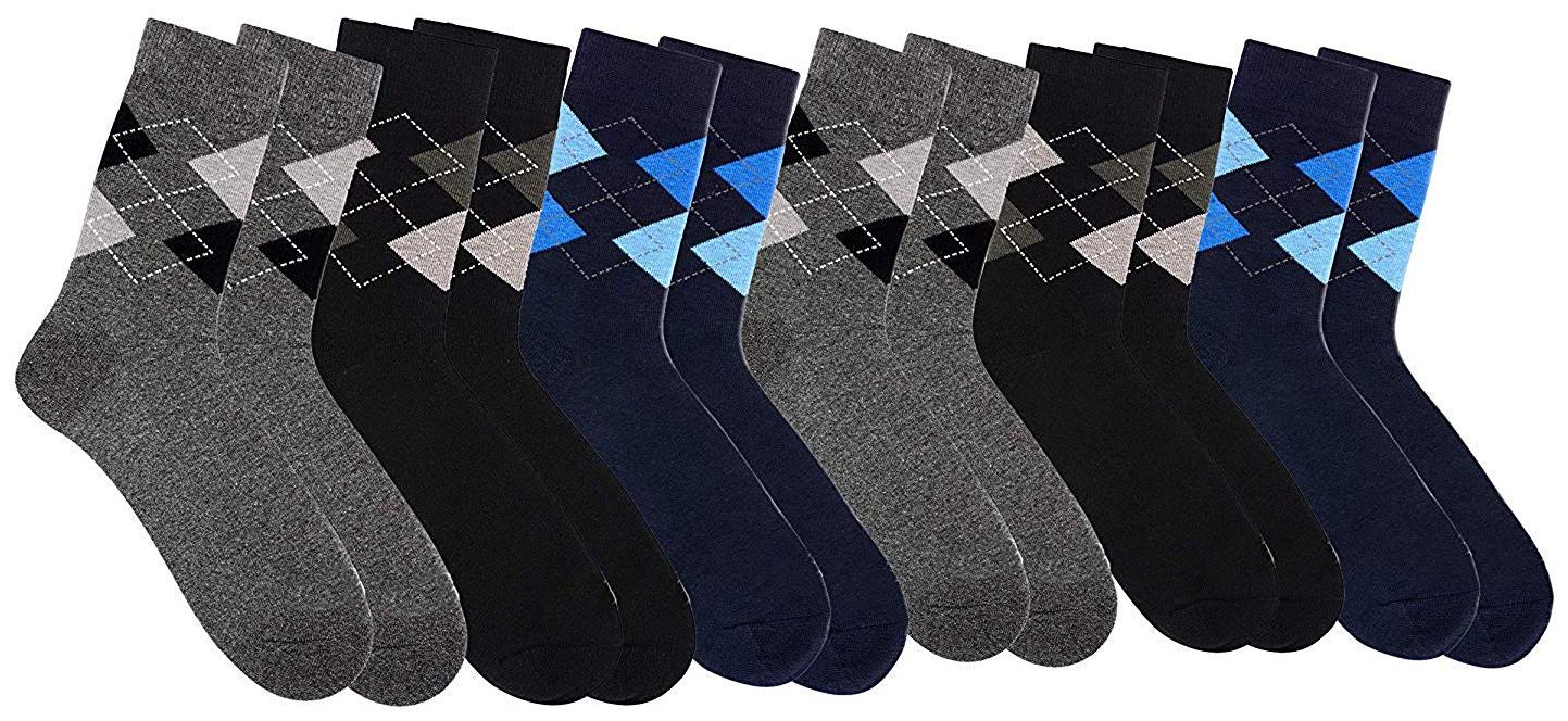 

PINKIT Multi Cotton Calf length socks ( 6 pairs )