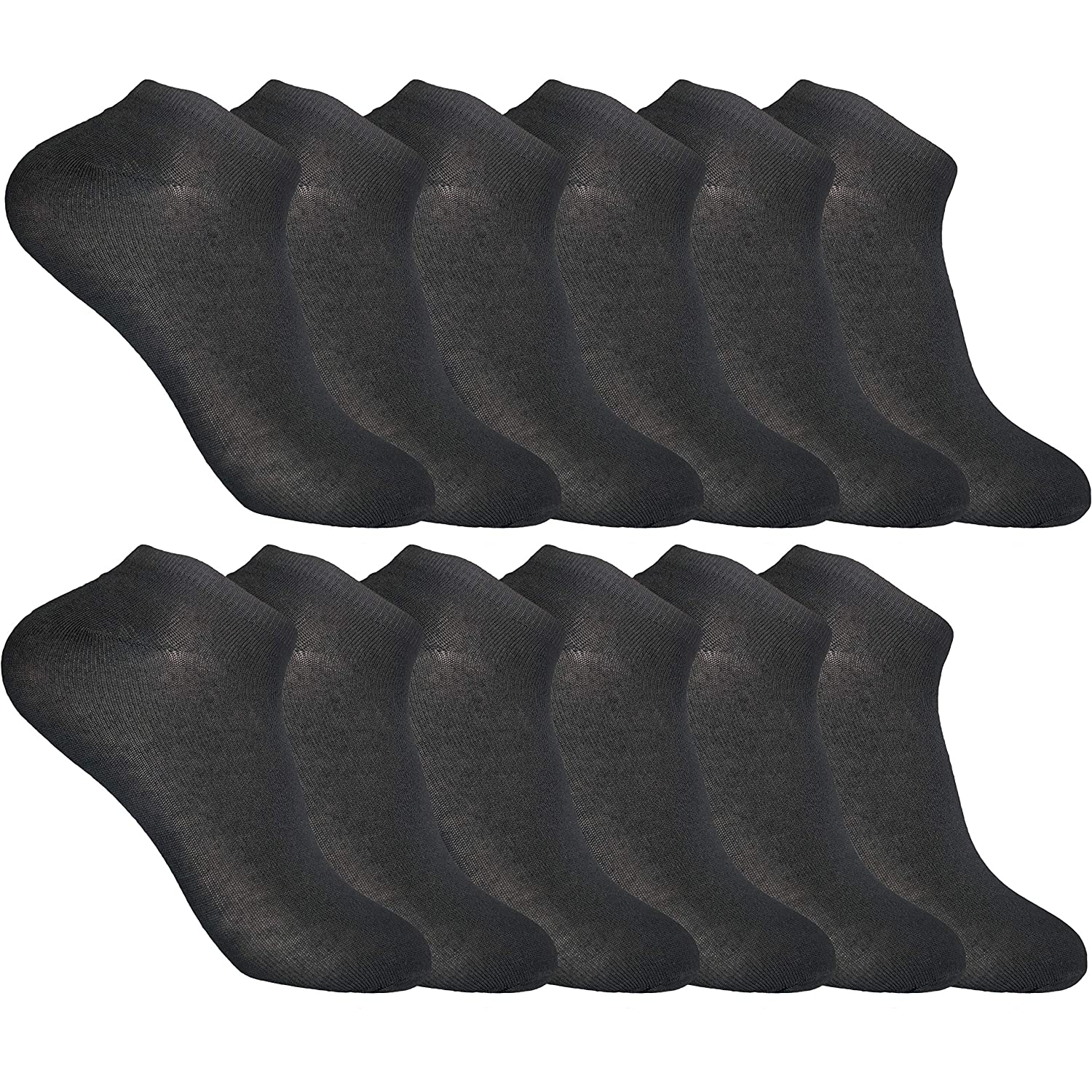 

Pinkit Men Cotton Ankle Length Socks Pack of 12 Black