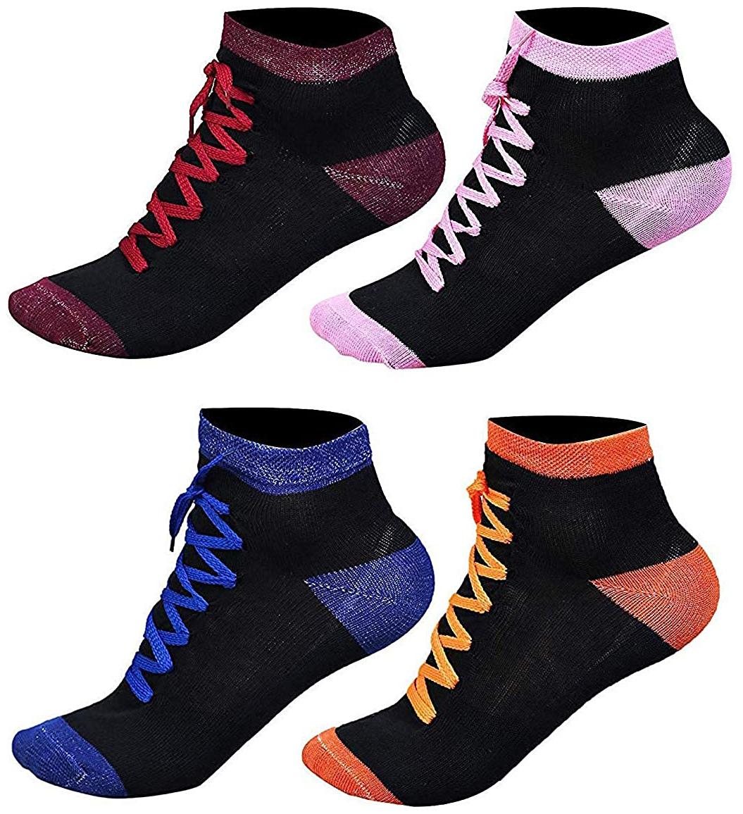 

PinKit Men s Women s Novelty Funky Casual Colorful Funny Shoe Style with Lace Socks - 4 Pairs Pack