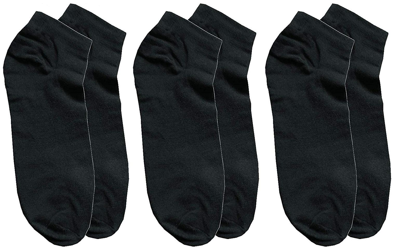 

PINKIT Black Cotton Ankle length socks ( 3 pairs )