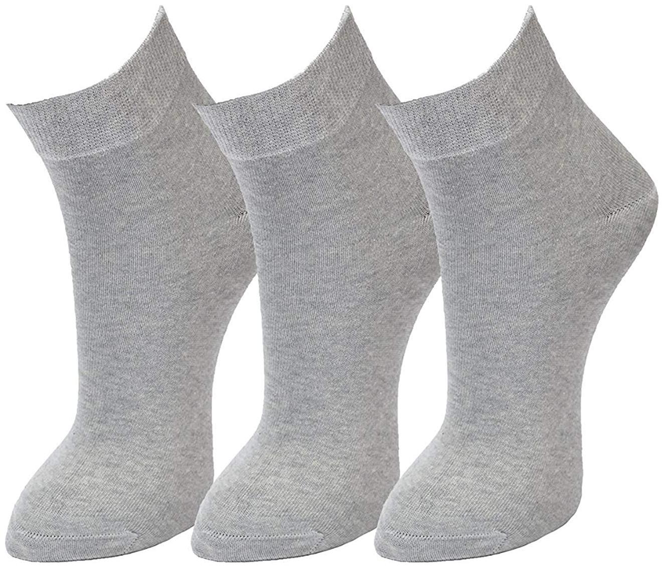 

PINKIT Grey Cotton Ankle length socks ( 3 pairs )