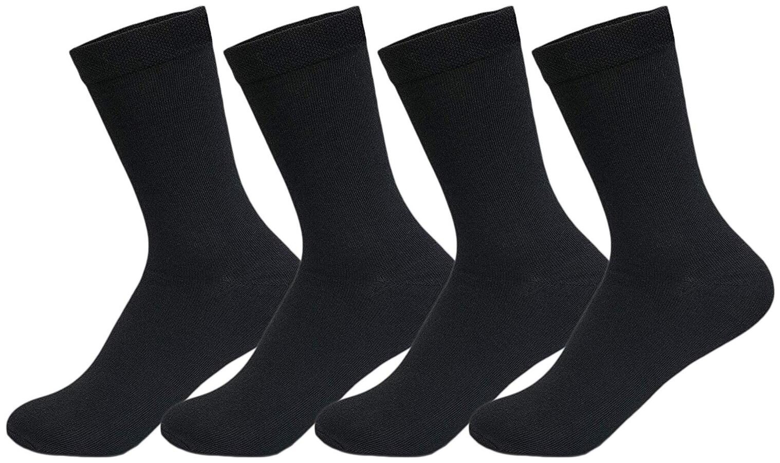 

Pinkit Black Cotton Crew length socks ( Pack of 4 )