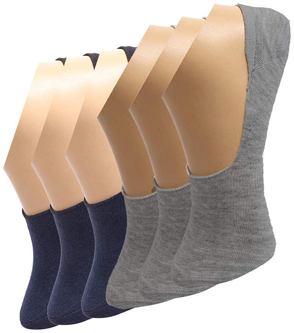 

PINKIT Grey Blue Cotton No show socks ( 6 pairs )