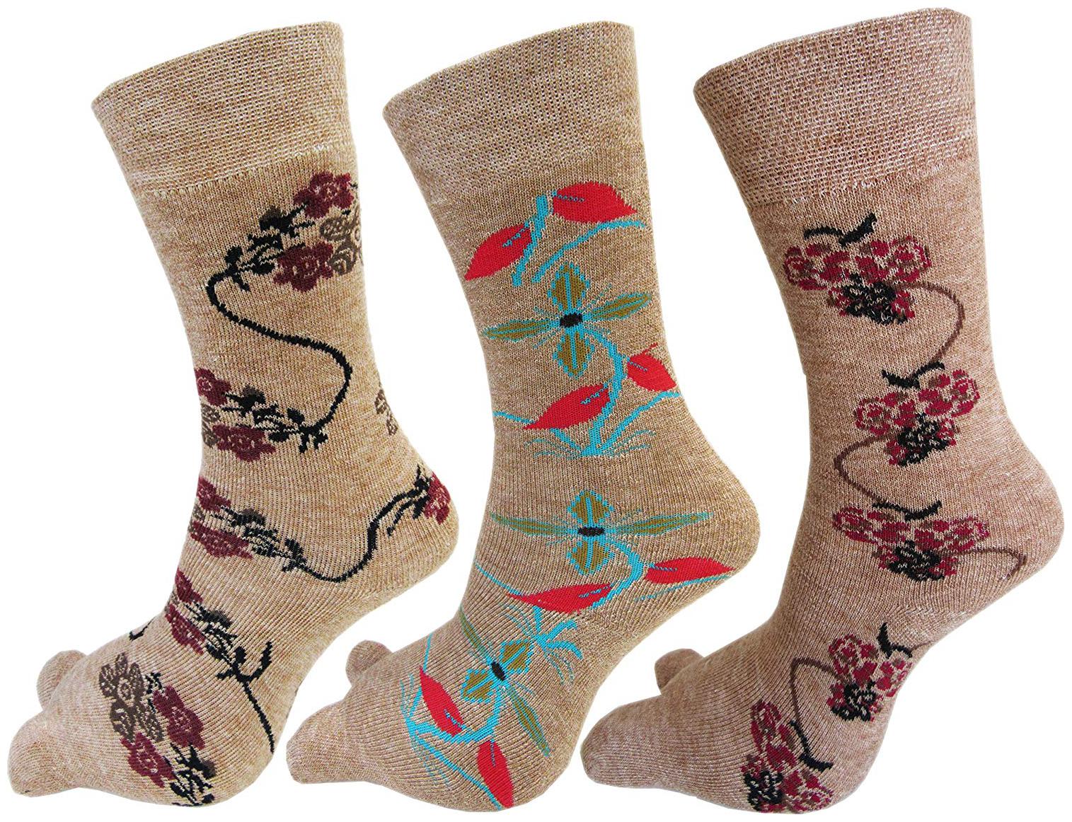 

PinKit Women s Warm Socks Terry Wool Thicken Socks with Thumb Winter Socks (Beige Free Size) Pack of 3 Pairs (Any 3 Designs)