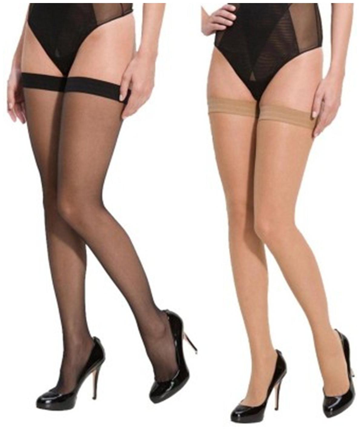 

Plutofit Nylon Stocking For Women s (Thigh length) set of 2 (1 Beige and 1 Black Color set)