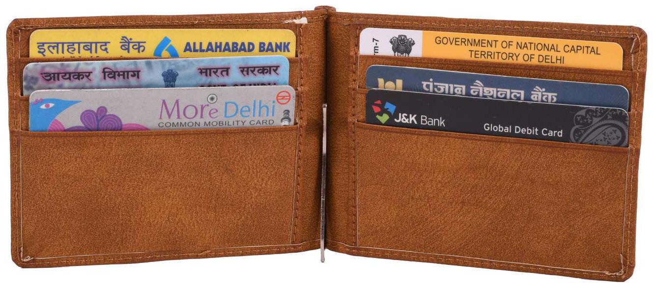 

pocket bazar Boys Tan Genuine Leather Money Clip (6 Card Slots)