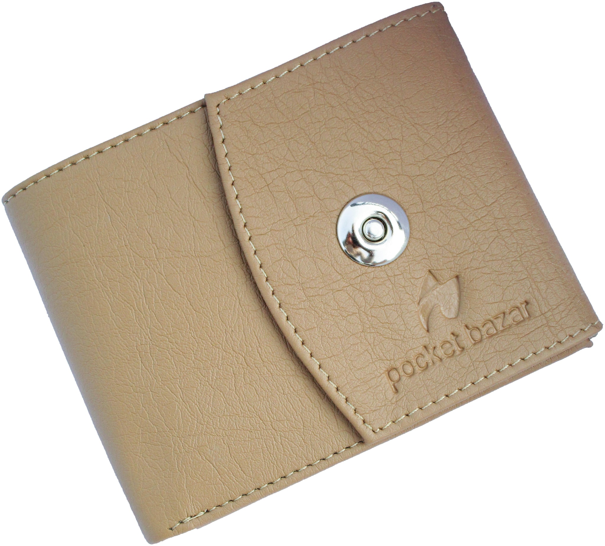 

pocket bazar Men Beige Artificial Leather Wallet (6 Card Slots)