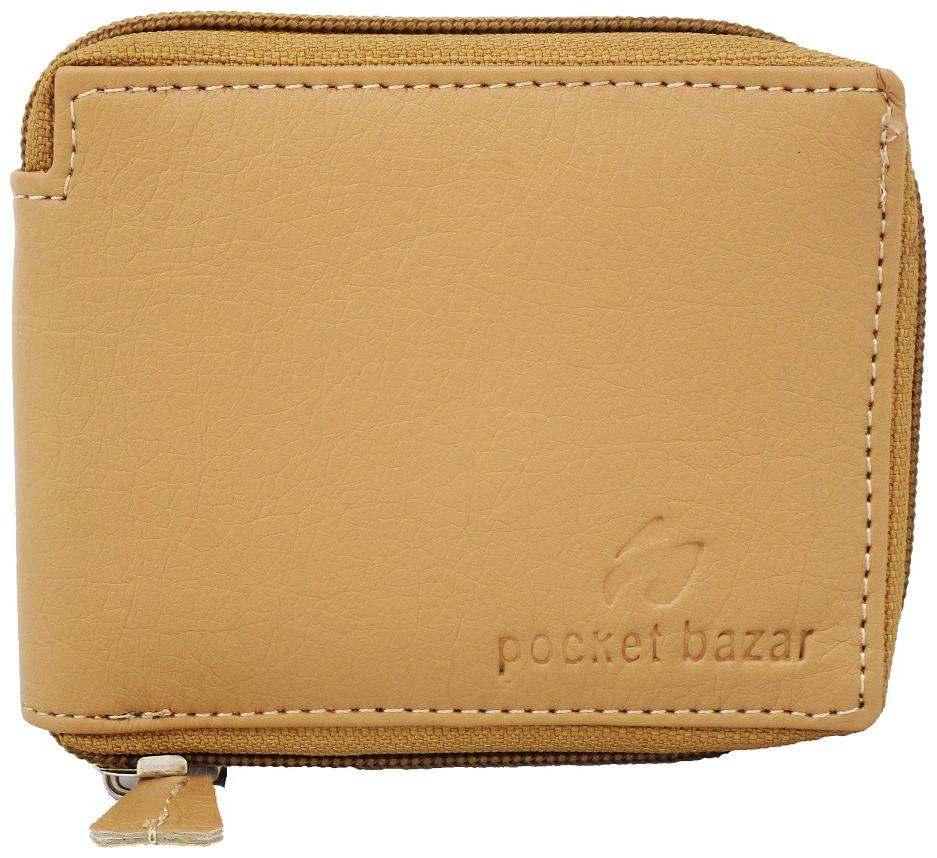 

pocket bazar Men Beige Synthetic leather Zip Around Wallet ( Pack of 1 )