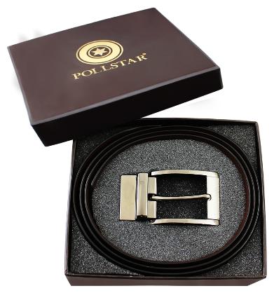 

POLLSTAR Men s Genuine Leather Luxury Stylish Formal Belt with Reversible Buckle (BT104)