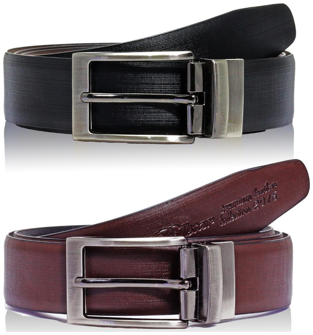 

POLLSTAR Men s Two-tone Genuine Leather Reversible Belt with Rotated Buckle (Big Tall Sizes) (BT111)