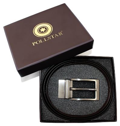 

POLLSTAR Men s Genuine Leather Reversible Belt with Rotated Stainless Steel Buckle (BT111)