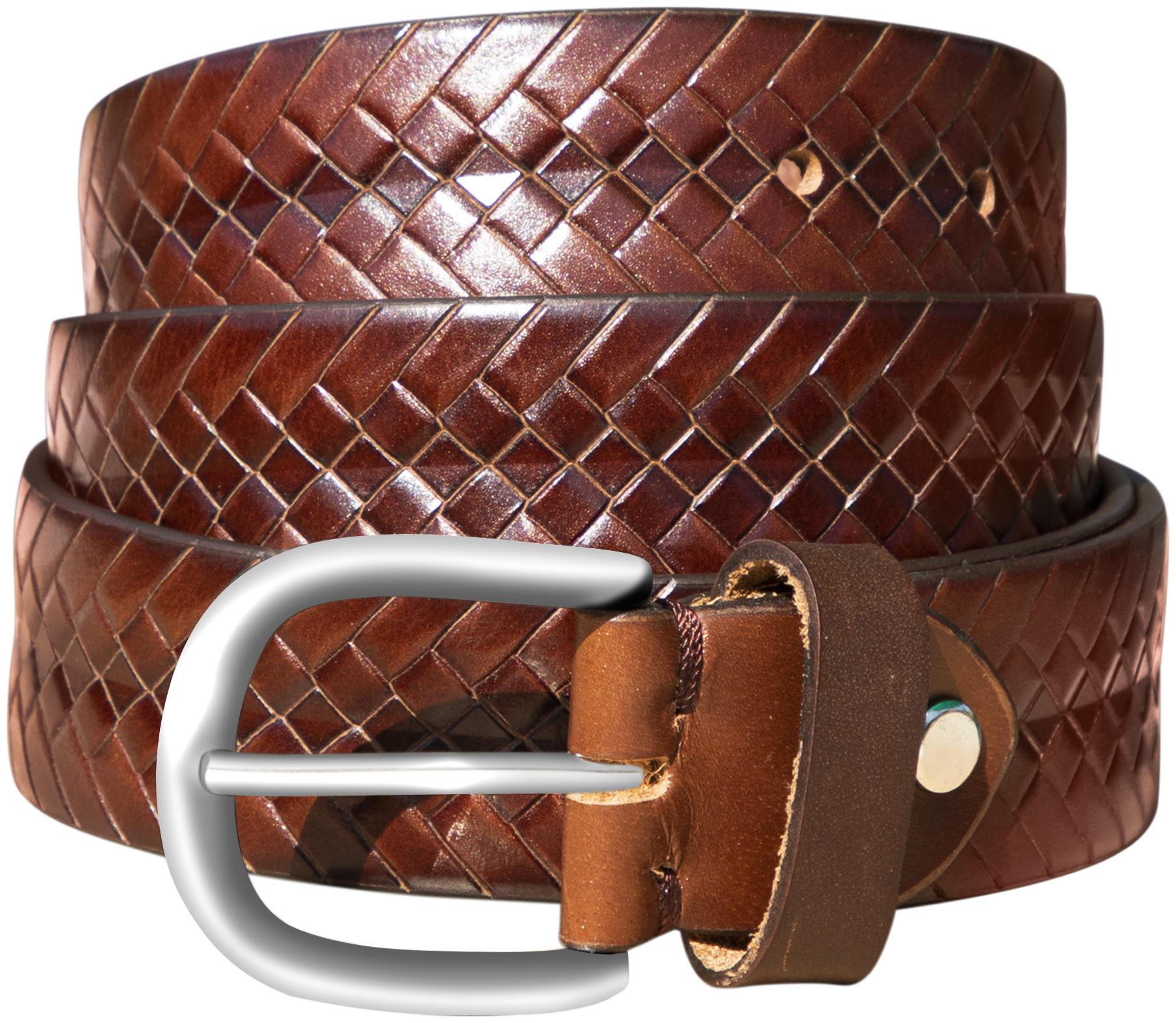 

POLLSTAR Men Genuine Leather Belt with Single Prong Buckle (BT125BN)