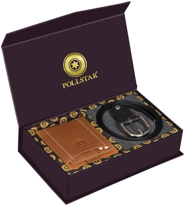 POLLSTAR Men Watch & Belt Accessories Gift Set