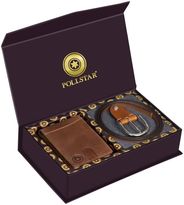 POLLSTAR Men Watch & Belt Accessories Gift Set