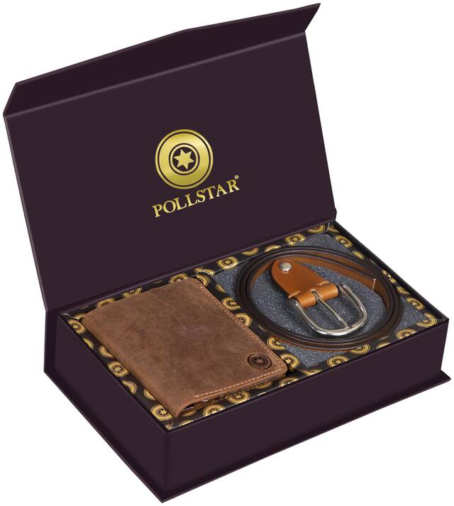 POLLSTAR Men Watch & Belt Accessories Gift Set