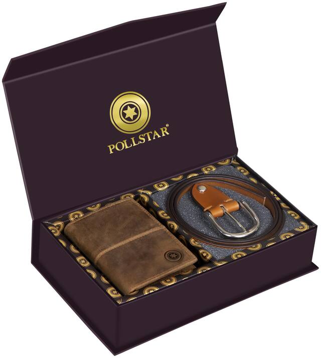 POLLSTAR Men Watch & Belt Accessories Gift Set