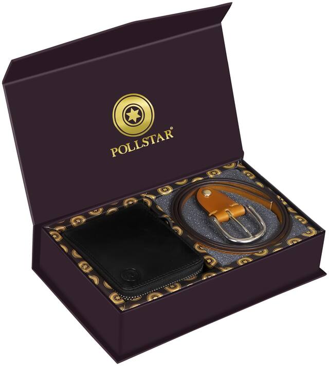 POLLSTAR Men Watch & Belt Accessories Gift Set