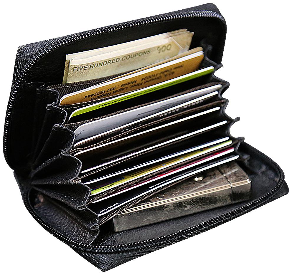 

STYLE SHOES Unisex Leather Card holder - Black Pack of 1