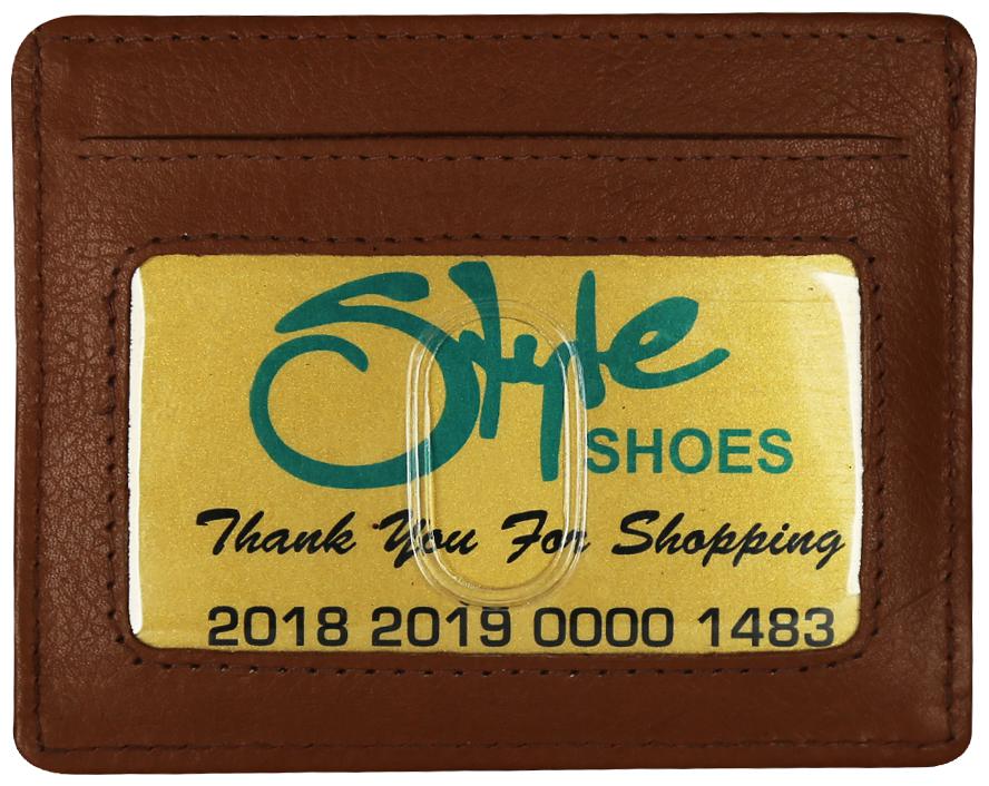 

STYLE SHOES Unisex Leather Card holder - Tan Pack of 1