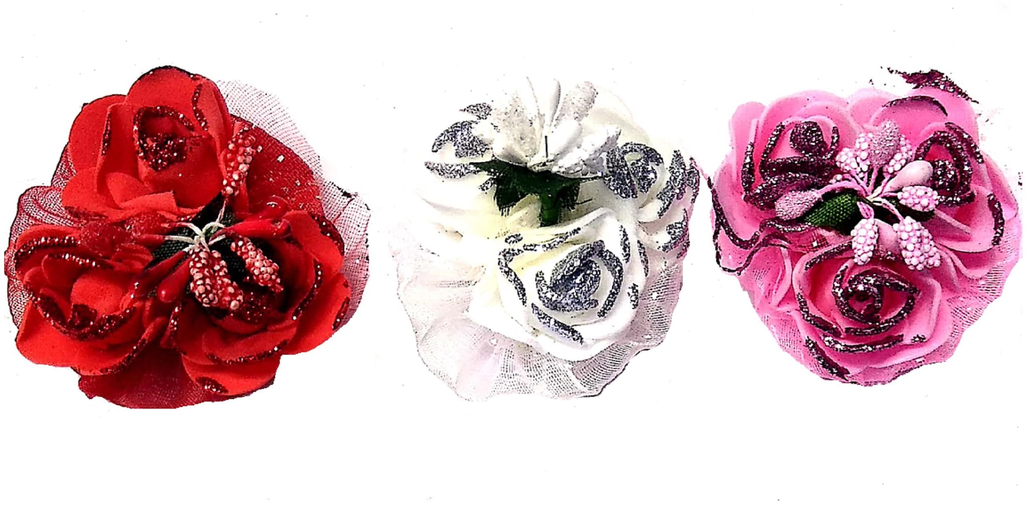 

Proplady Designer Combo (Set of 3) Shimmer Rose Hair Clip Hair Brooch Bun Clip for Girls WomenWedding HairLatest Hair