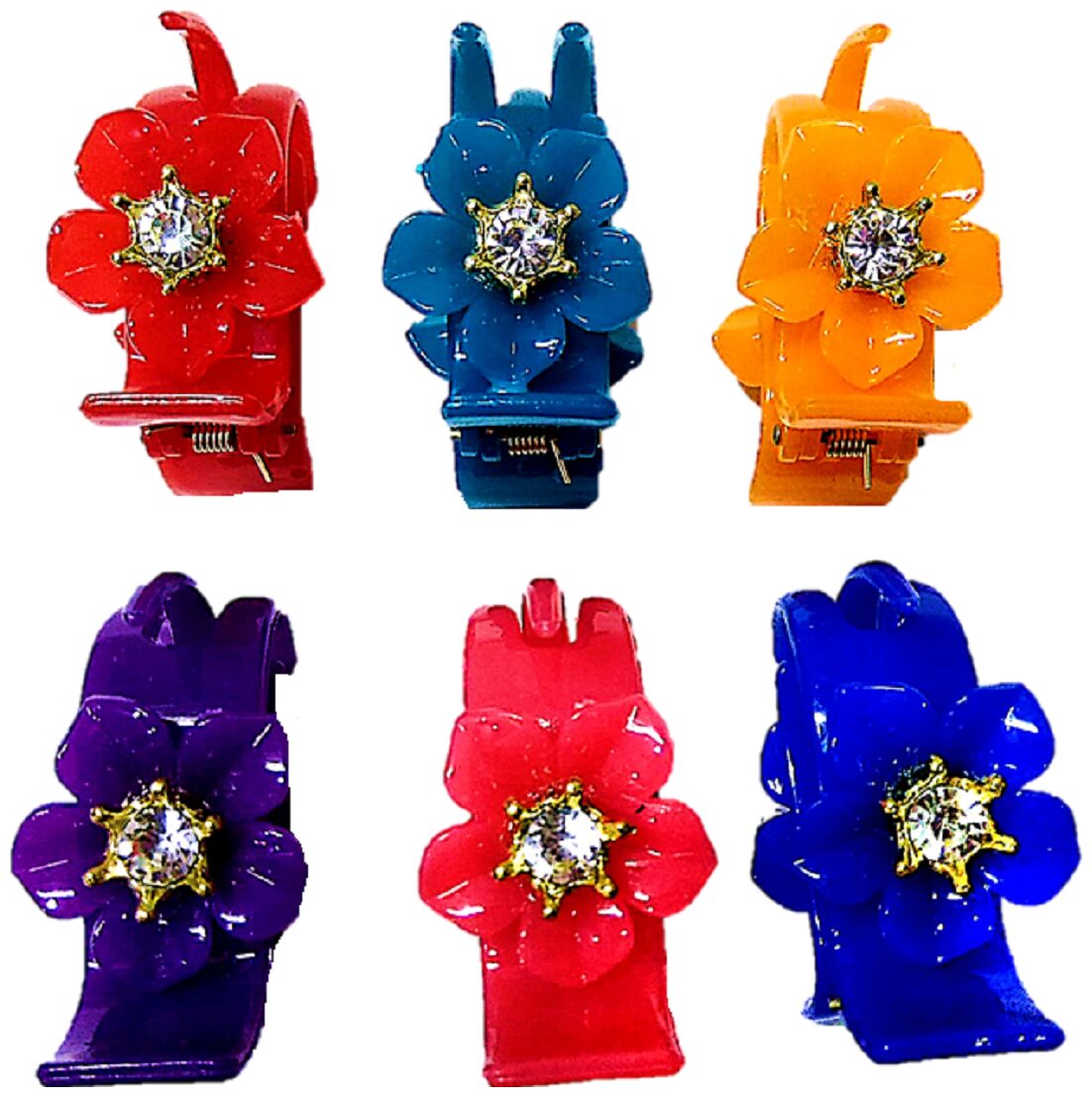 

Proplady Designer Combo (Pack of 6 M Size) Rhinetone Stud Vibrant Hair Clips Butterfly Clutch Claws Clips for Girls Women