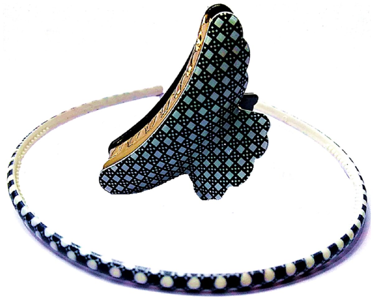 

Proplady Designer Black Collection Hair Clip Hair Band Combo (2 piece set L Size) Butterfly Clutch Claws Clip Banana Clip for Girls Women