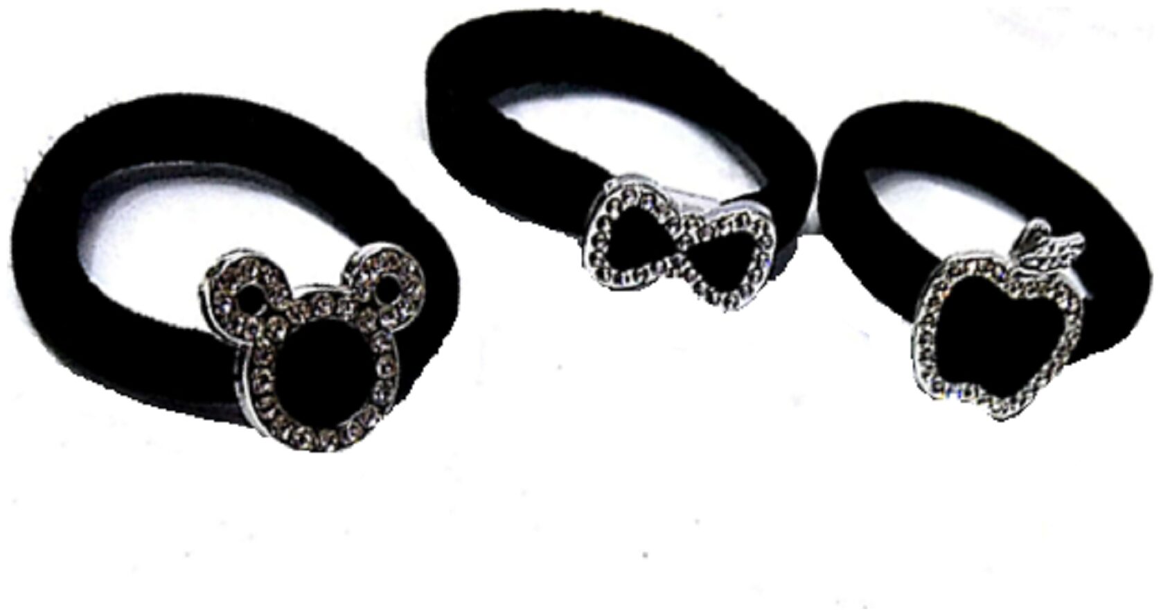 

Proplady Designer (Pack of 3) Rhinestone Stud Black Elastic Cotton Hair Rubber Band Hair Ties Ponytails holders Ponytail Bands for Girls Women