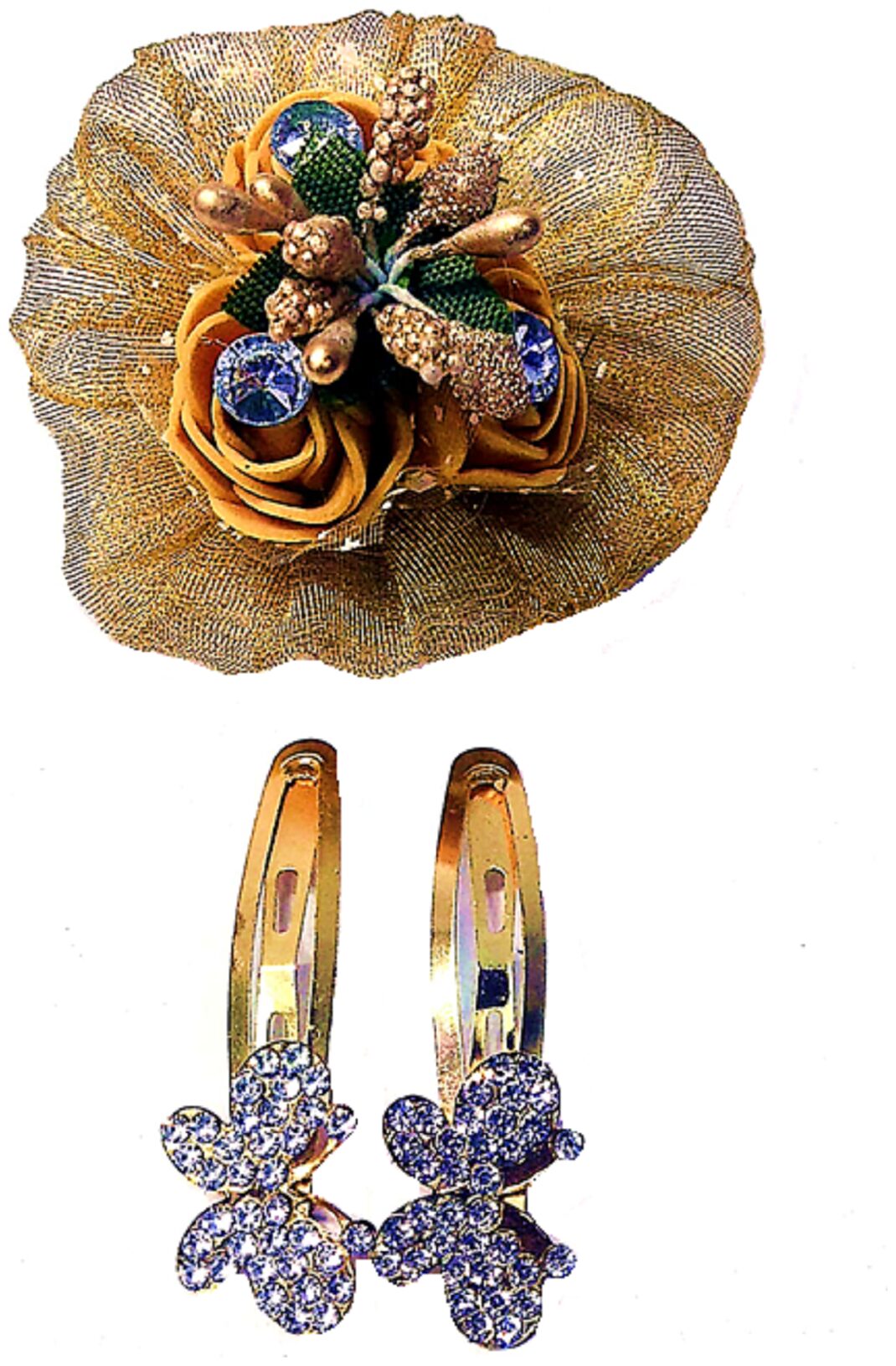 

Proplady Designer Combo (Set of 3) Golden Shimmer Rose Hair Clip Brooch Hair Pins for Girls WomenWedding HairLatest Hair