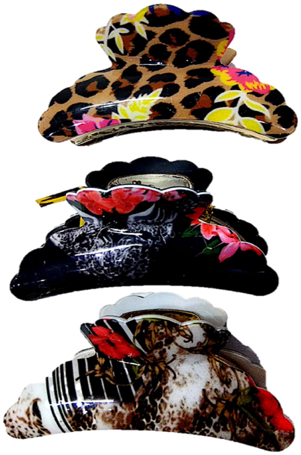 

Proplady Designer Combo (Pack of 3 L Size) Print Hair Clips Butterfly Hair Claws Claws Clips for Girls Women