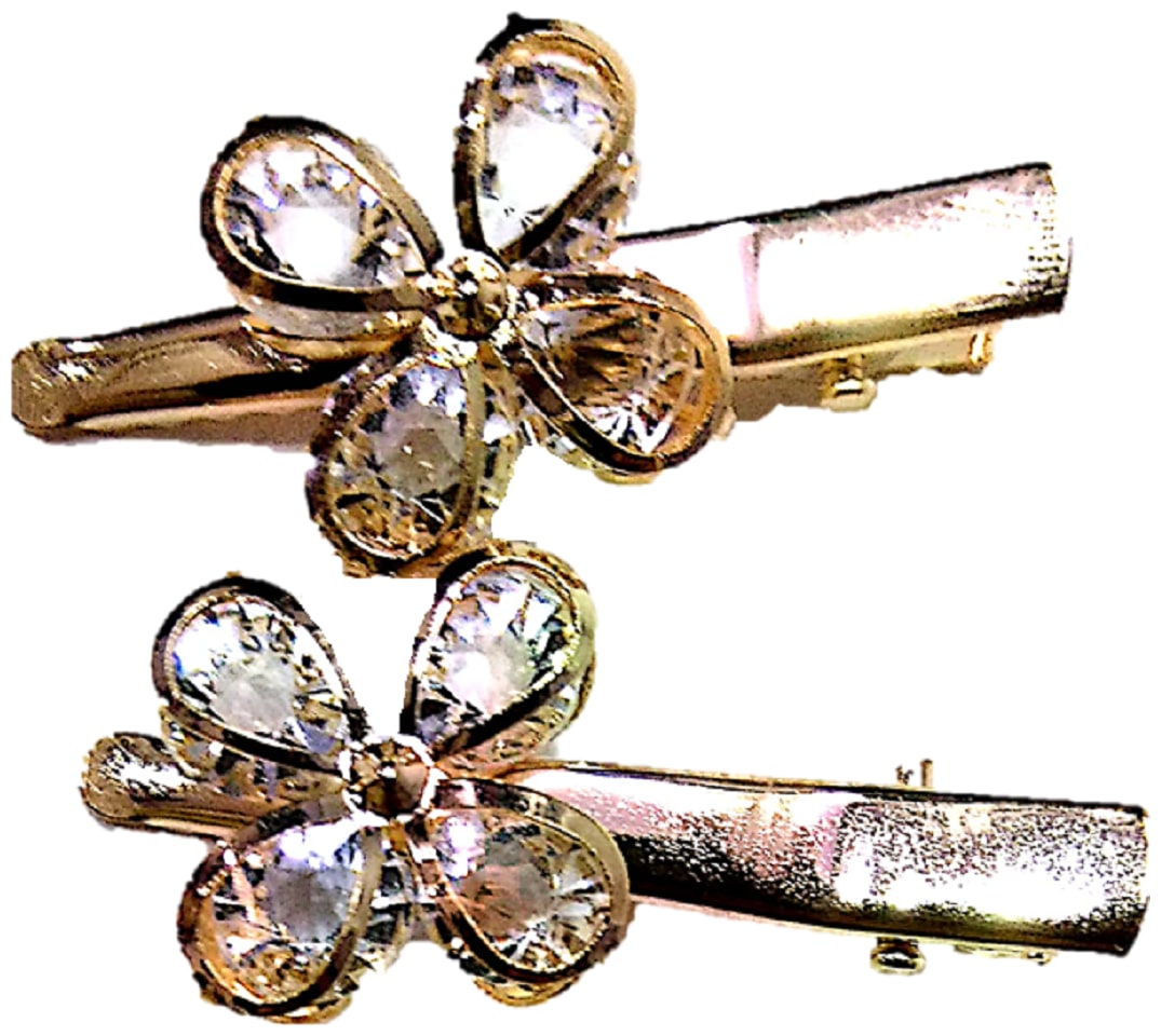 

Proplady Partywear (2 pieces set) Golden Rhinestone Metal Tic Tac Hair Pins Clips for Girls Women Wedding Hair Accessories Designer Hair Clips