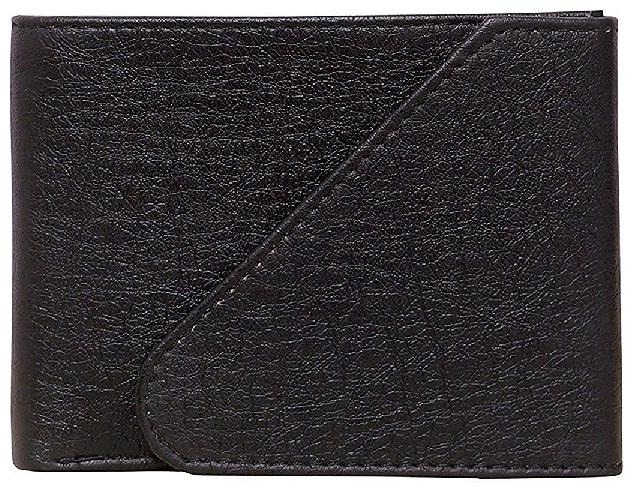

Pure Leather Album Black Men s Slim Wallet with Card Holder and Coin Pocket