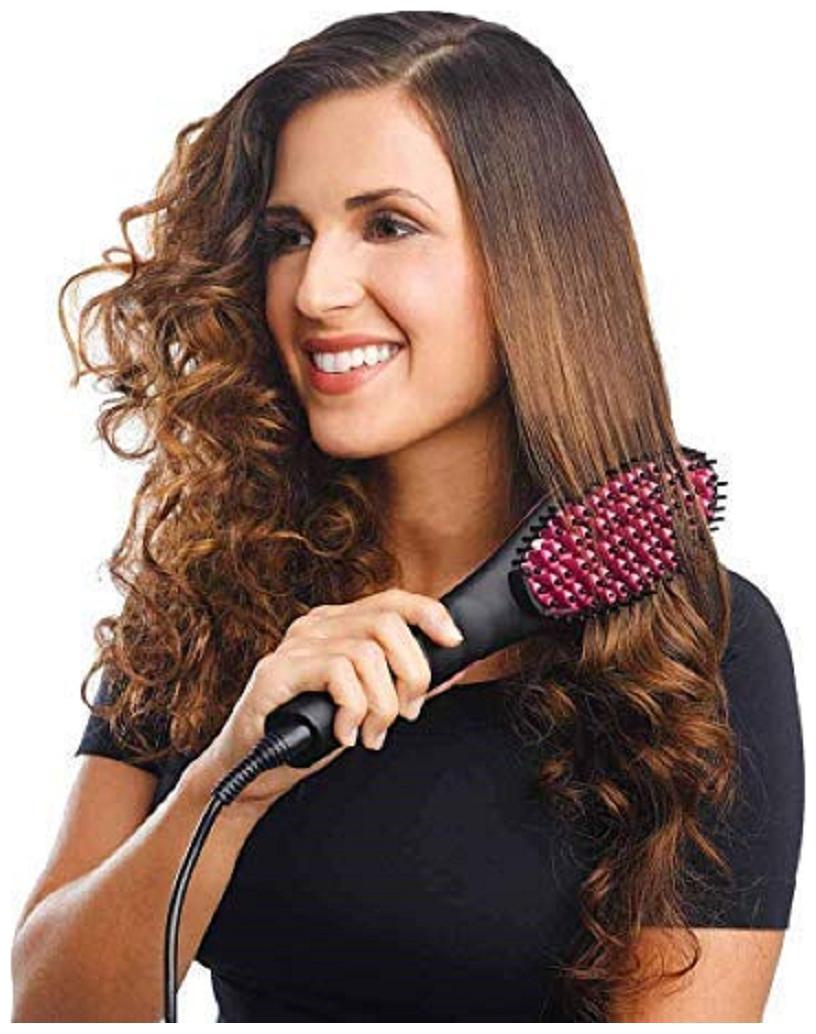 

R S I Ceramic Professional Electric Hair Straightener Brush with Temperature Control and Digital Display for Women