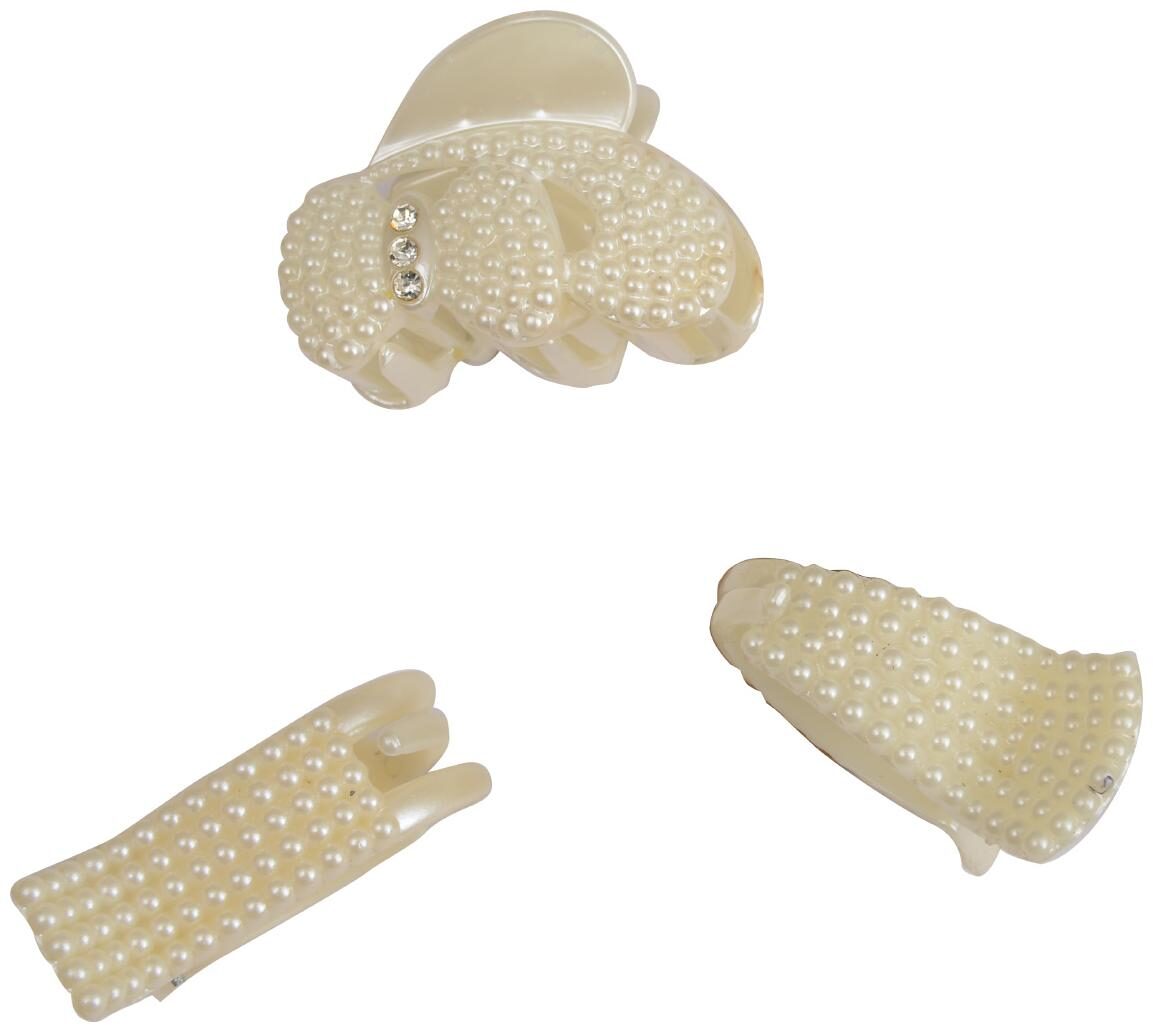 

RABIA TAJ PEARL ARTS Women Hair claw ( White Set of 3 )