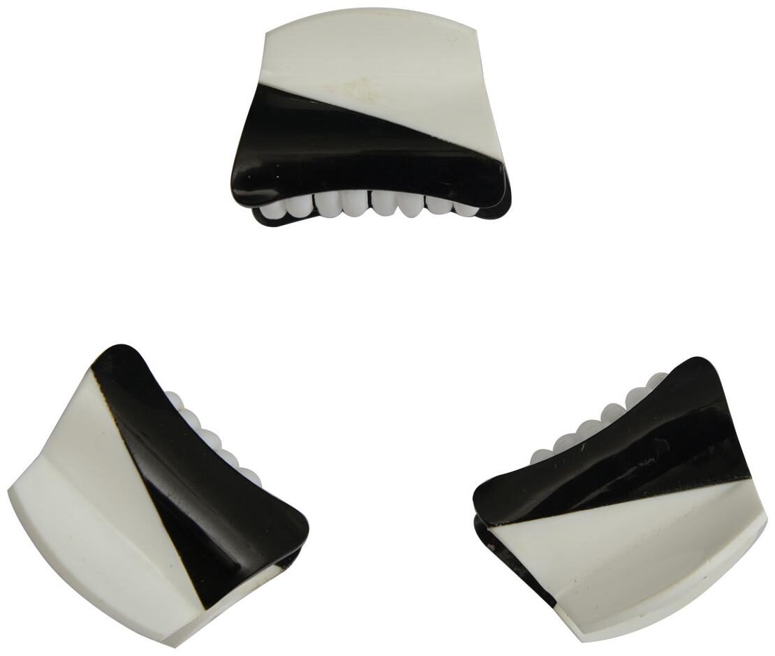 

RABIA TAJ PEARL ARTS Women Hair claw ( Black White Set of 3 )