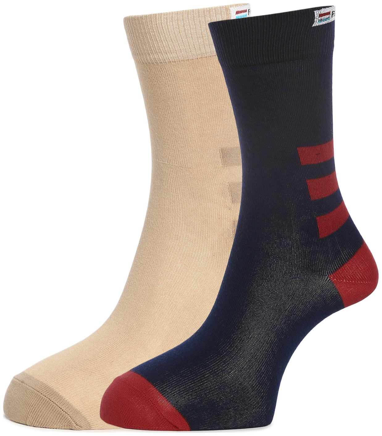 

Red Chief Blue Beige Cotton Calf length socks ( 2 pairs )