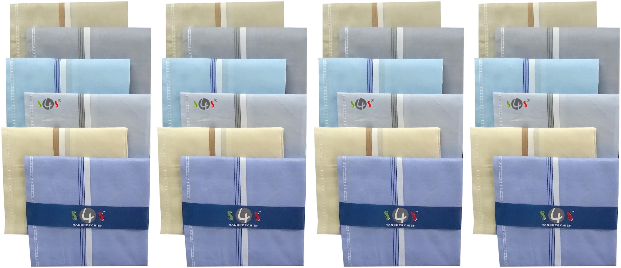 

S4S Men s 100 Cotton Essential Handkerchiefs (Multicolor Assorted 42CM X 42CM Pack of 24)