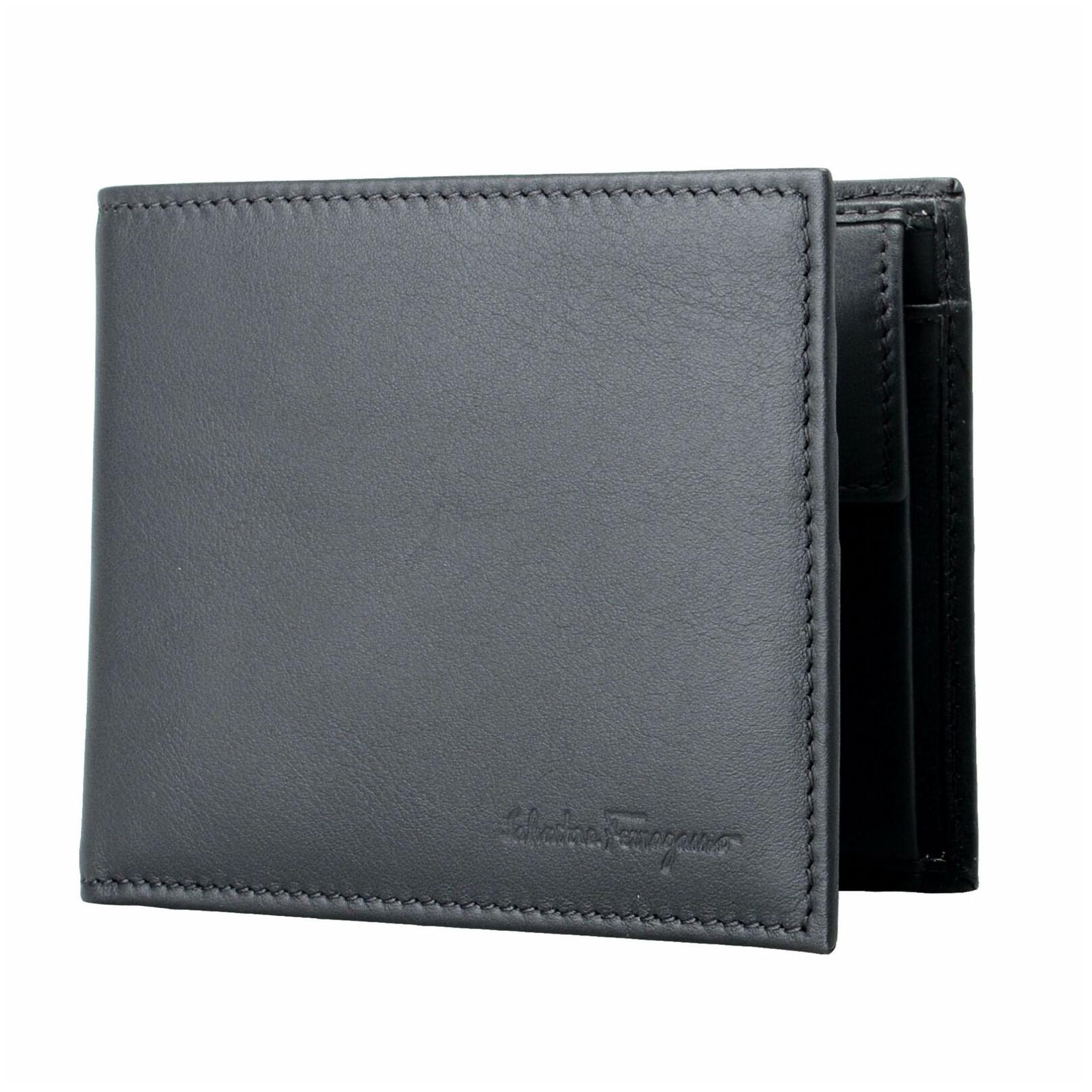 

Salvatore Ferragamo 100 Leather Gray Men s Bifold Wallet