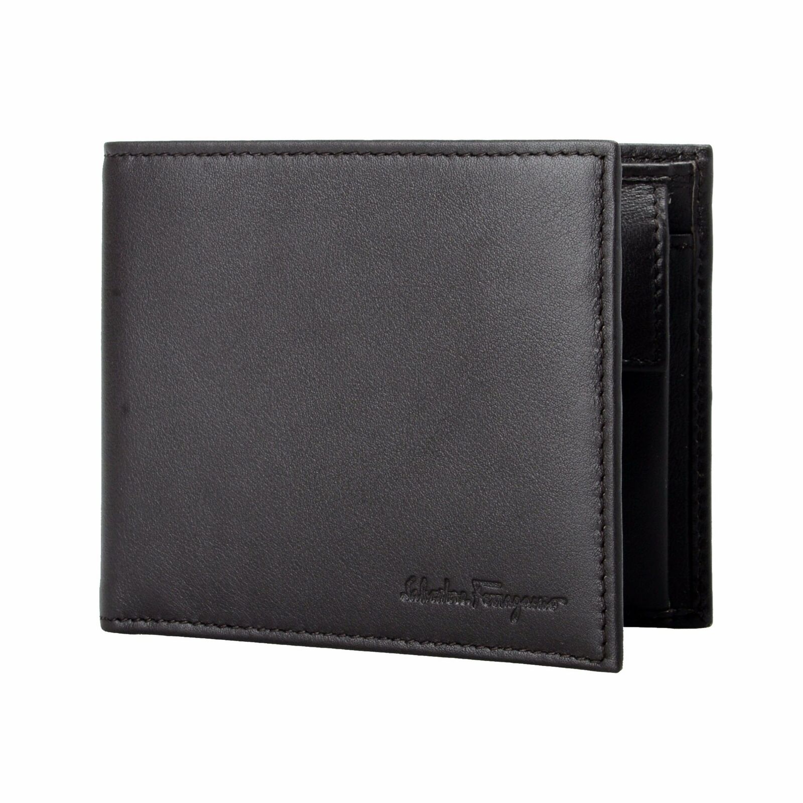 

Salvatore Ferragamo 100 Leather Dark Brown Men s Bifold Wallet